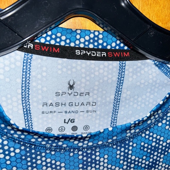 Spyder Swim Mens Long Sleeve Rashguard Shirt  blue surf beach pool top Large L - Picture 4 of 4